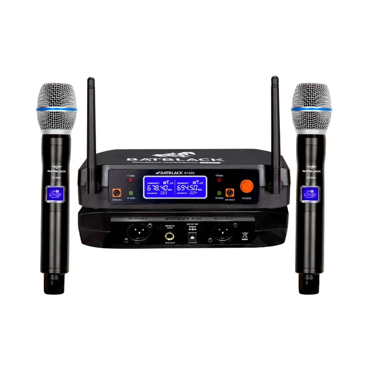 BATBLACK - Micrófono Inalámbrico Profesional Batblack BT-D9G UHF