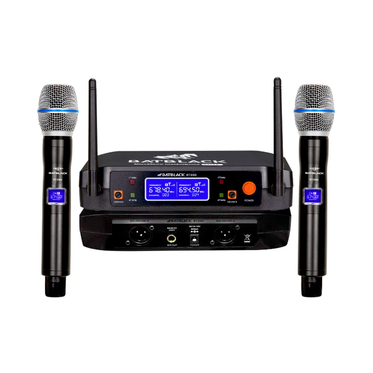 BATBLACK - Micrófono Inalámbrico Profesional Batblack BT-D9G UHF