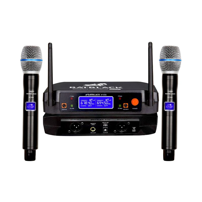 BATBLACK - Micrófono Inalámbrico Profesional Batblack BT-D9G UHF