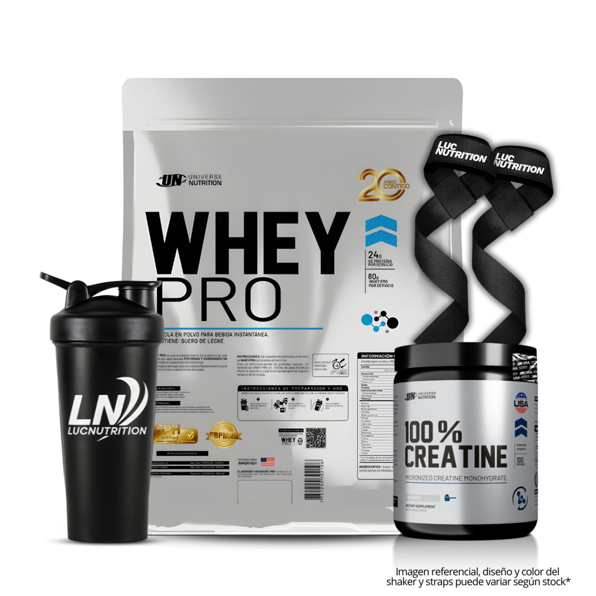 UNIVERSE NUTRITION - Whey Pro 5 kg Proteina Whey - Cookie and cream + Creatina universe nutrition 250 g + Shaker + Straps