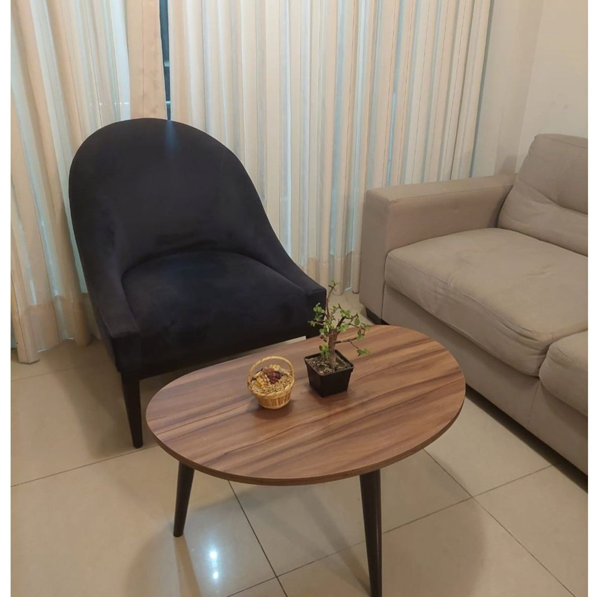 GENERICO - Mesa de centro ovalada nogal