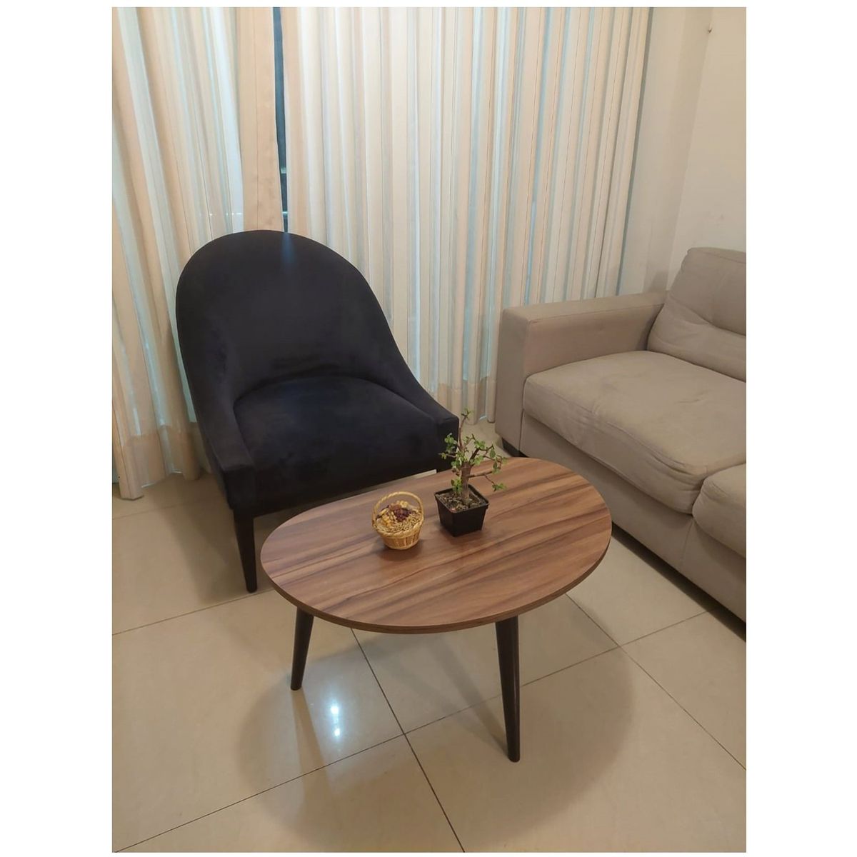 GENERICO - Mesa de centro ovalada nogal