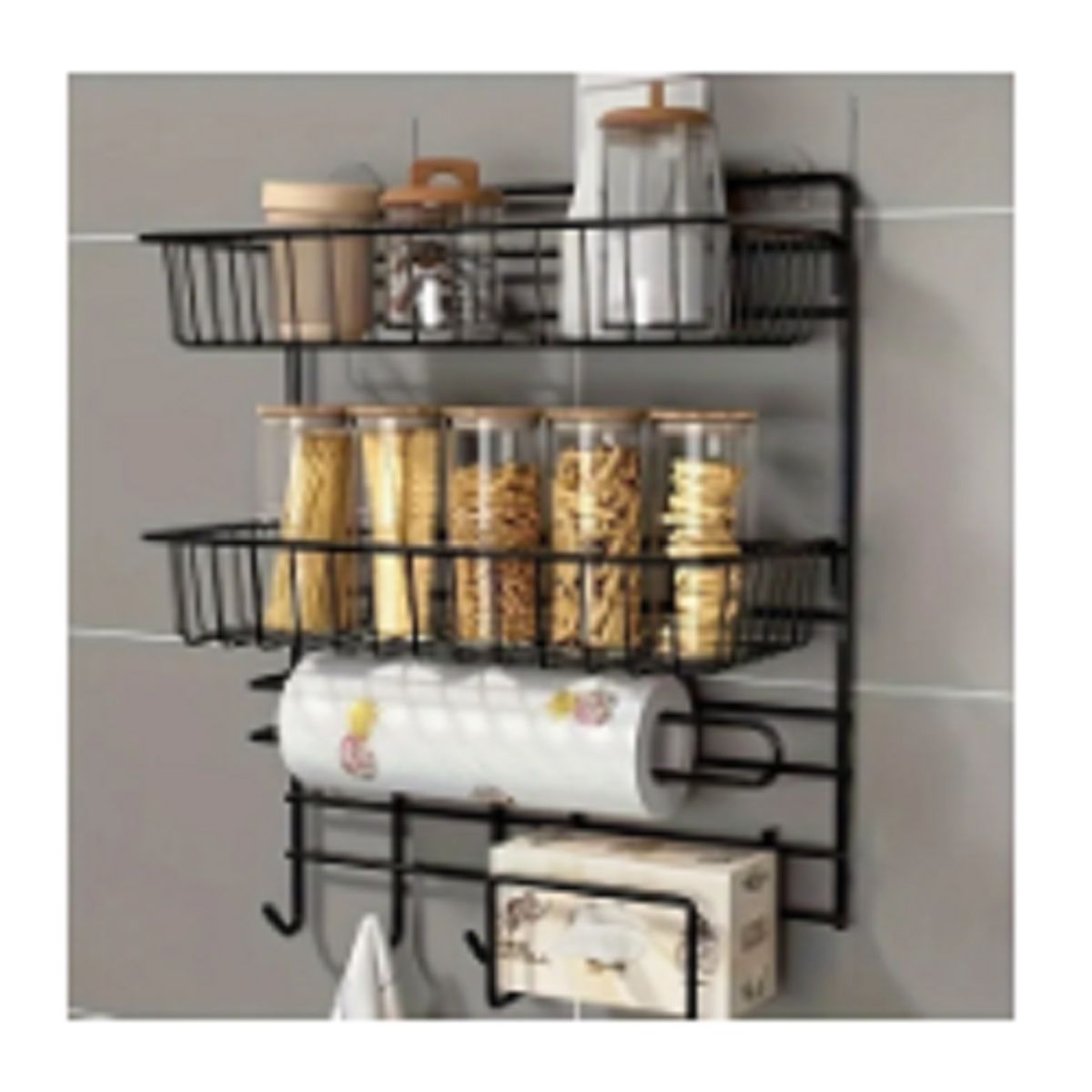 GENERICO - Organizador de Pared Metálico con Portapapel Negro