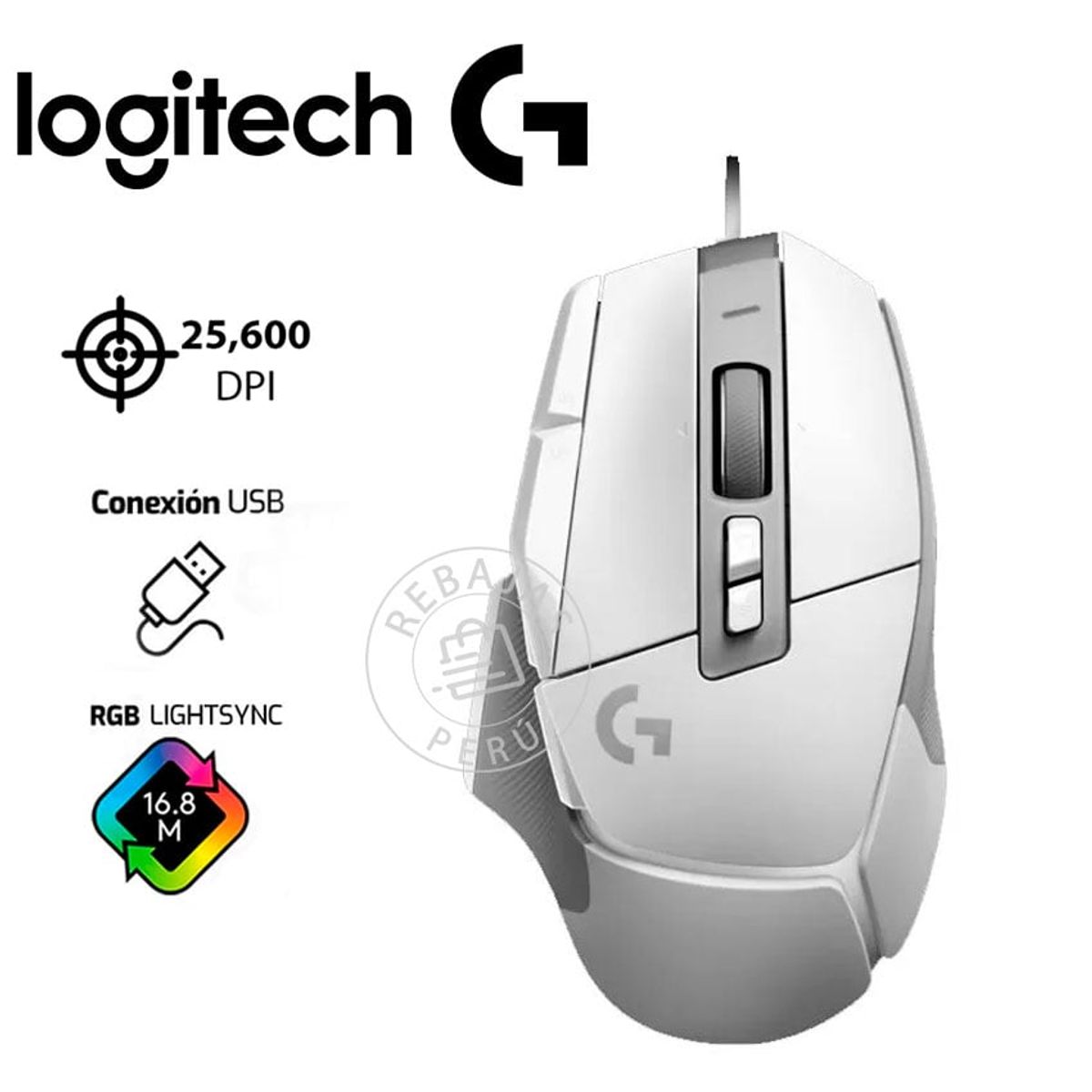 LOGITECH - Logitech G502 X HERO Mouse Gaming 25K DPI LIGHTFORCE Blanco