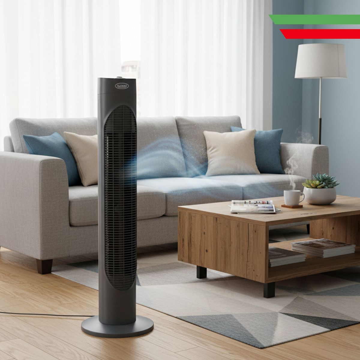 ALFANO - Ventilador de torre de 42 w gris