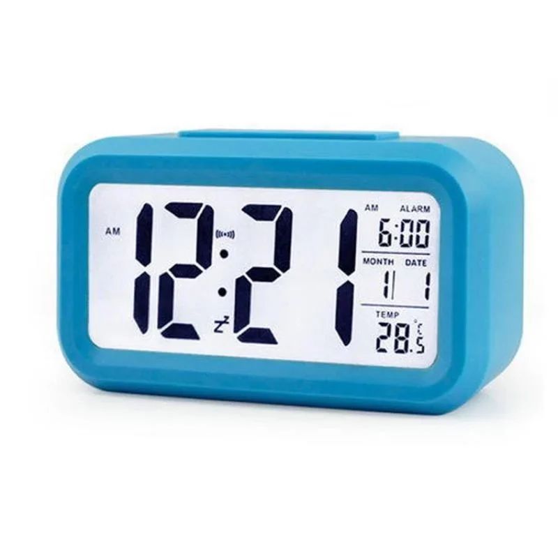 GENERICO - RELOJ ALARMA DIGITAL AZUL COMPACTO CON TERMÓMETRO Y CALENDARIO