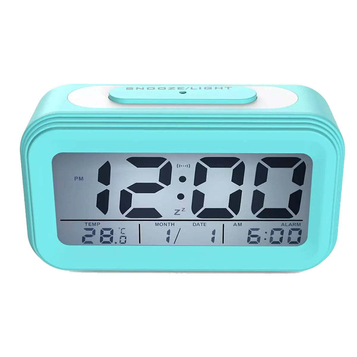 GENERICO - RELOJ DESPERTADOR DIGITAL TURQUESA LUZ NOCTURNA LED FUNCIÓN DE SNOOZE