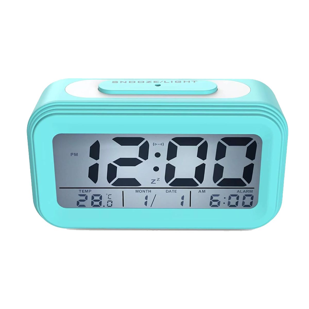 GENERICO - RELOJ DESPERTADOR DIGITAL TURQUESA LUZ NOCTURNA LED FUNCIÓN DE SNOOZE