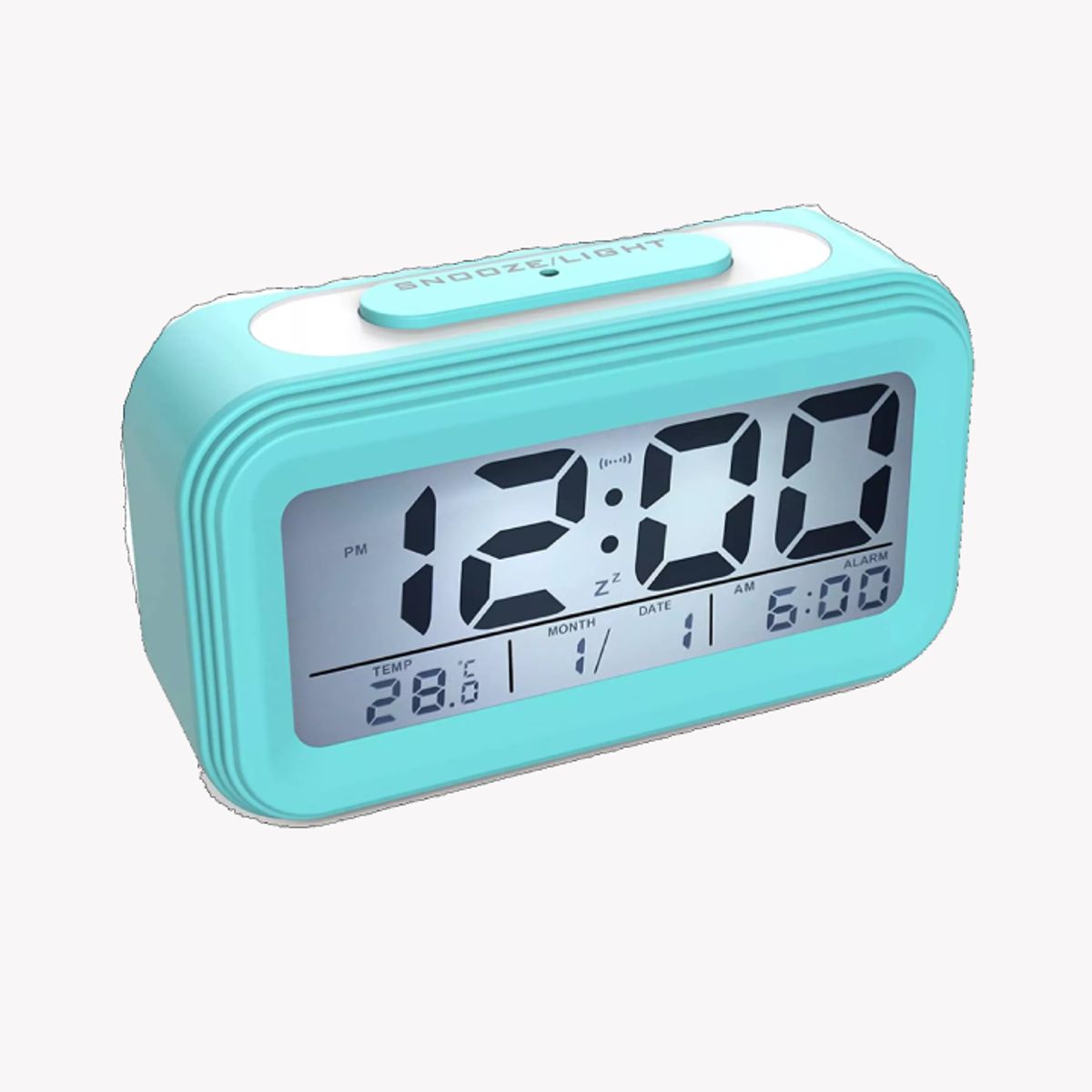 GENERICO - RELOJ DESPERTADOR DIGITAL TURQUESA LUZ NOCTURNA LED FUNCIÓN DE SNOOZE