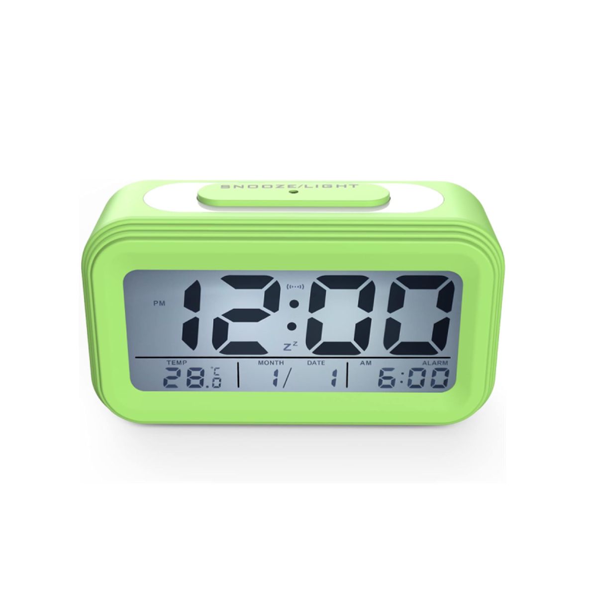 GENERICO - RELOJ DESPERTADOR DIGITAL VERDE LUZ NOCTURNA LED FUNCIÓN DE SNOOZE