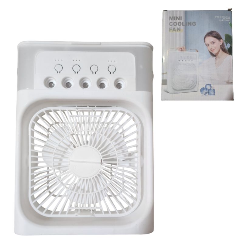 GENERICO - Mini Ventilador Portátil con Luz y Múltiples Modos - Blanco