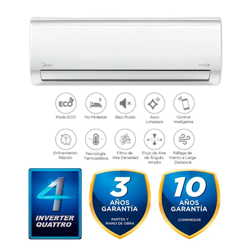MIDEA - AIRE ACONDICIONADO SPLIT INVERTER 12000 BTU SKIL INVERTER