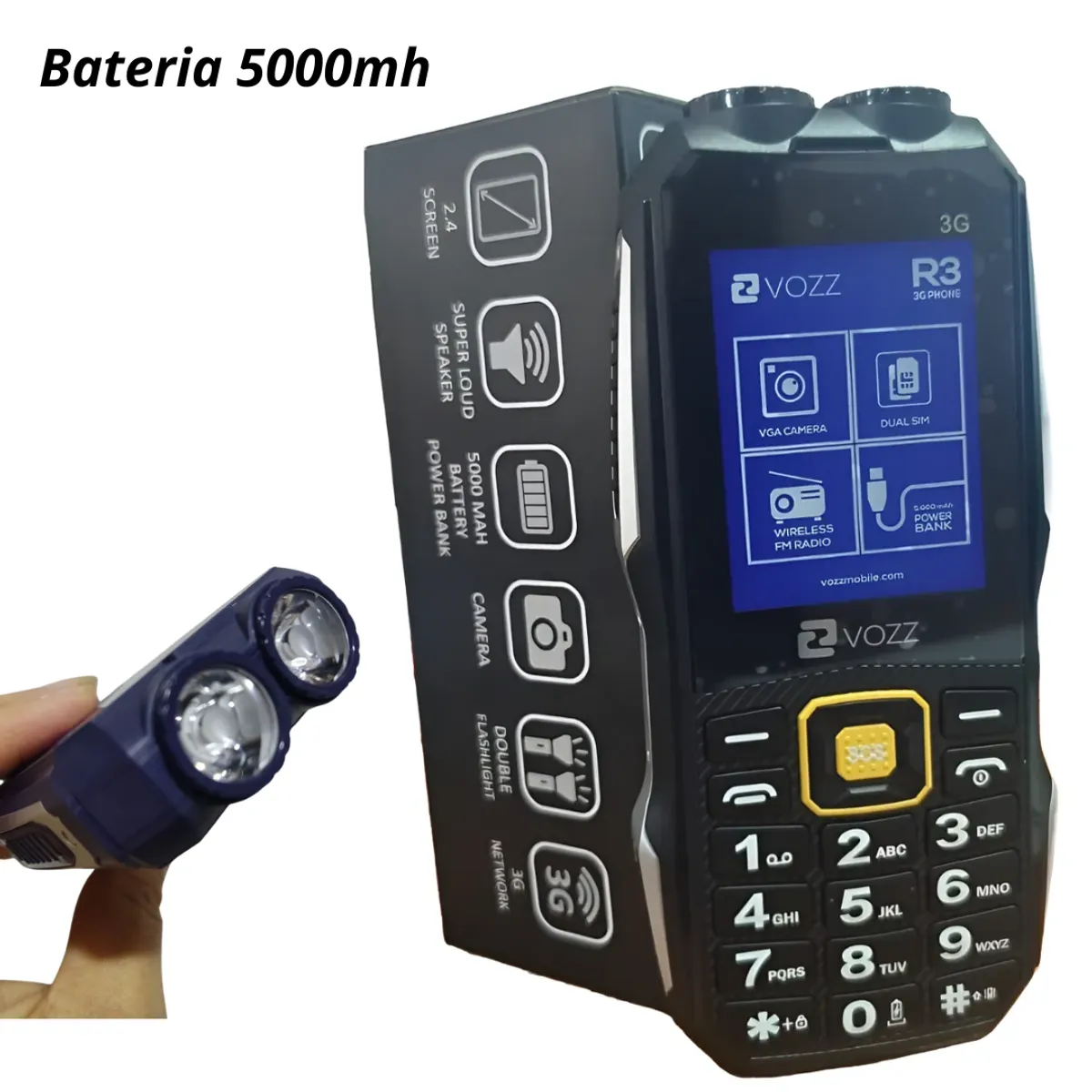 GENERICO - Celular Vozz R3 3G Doble LinternaBateria Durable 5000Mh