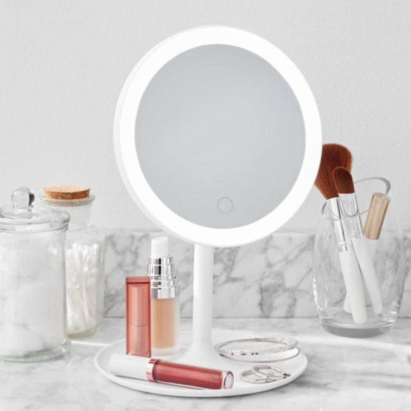 GENERICO - Espejo De Maquillaje Con 3 Tonos De Luz Recargable Táctil