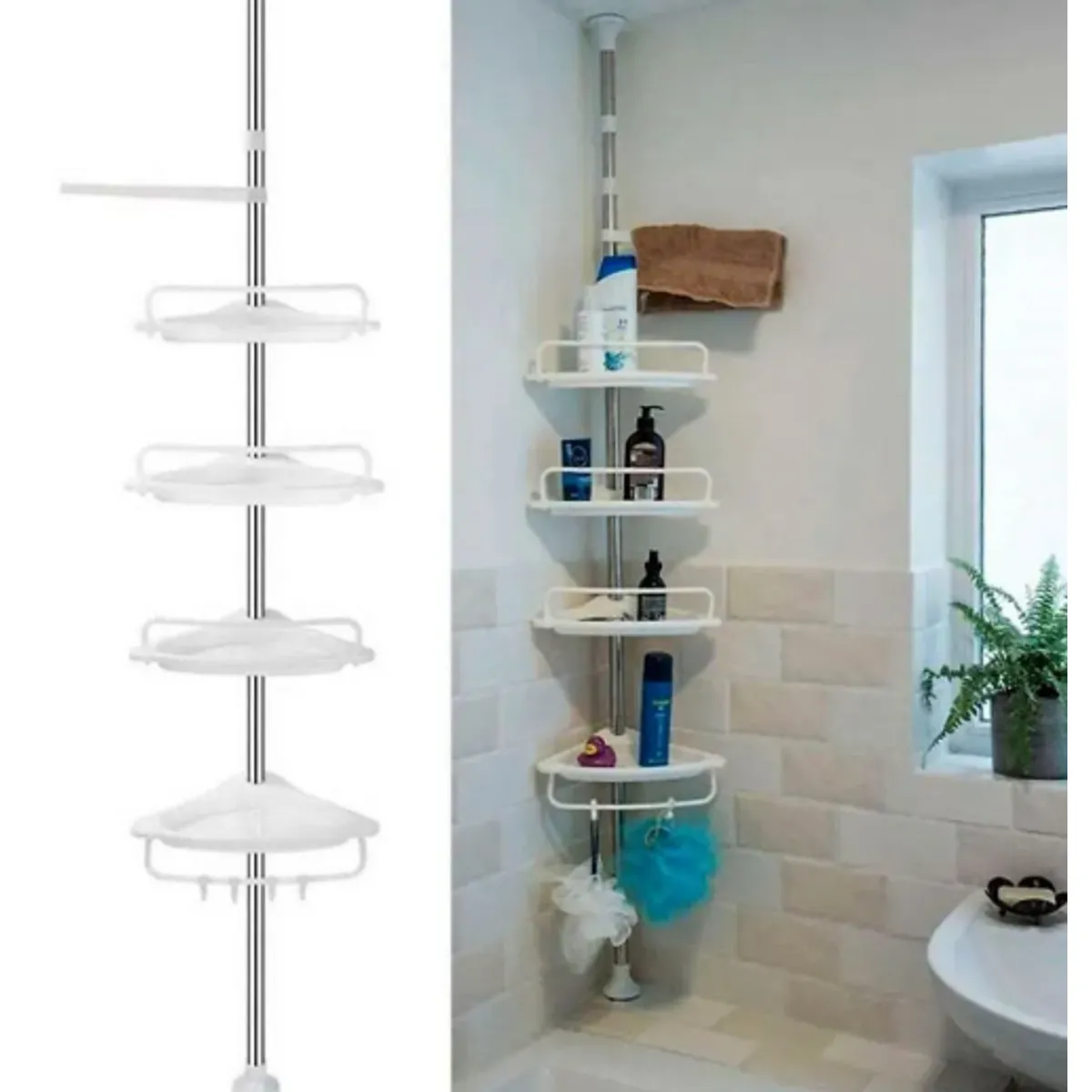 GENERICO - Organizador Esquinero de Baño - 4 Pisos - Plegable