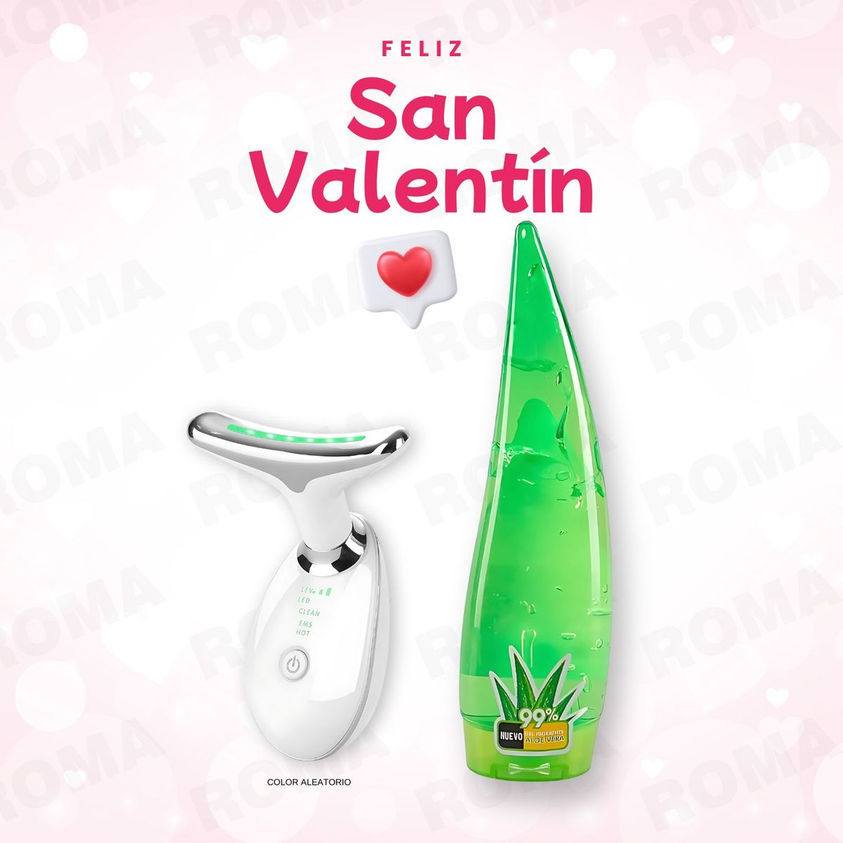 GENERICO - MASAJEADOR CON LUZ LED + GEL ALOE VERA