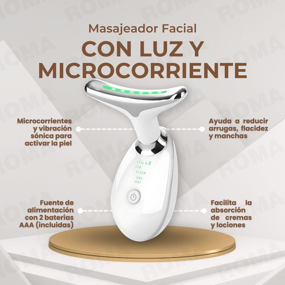 GENERICO - MASAJEADOR CON LUZ LED + GEL ALOE VERA