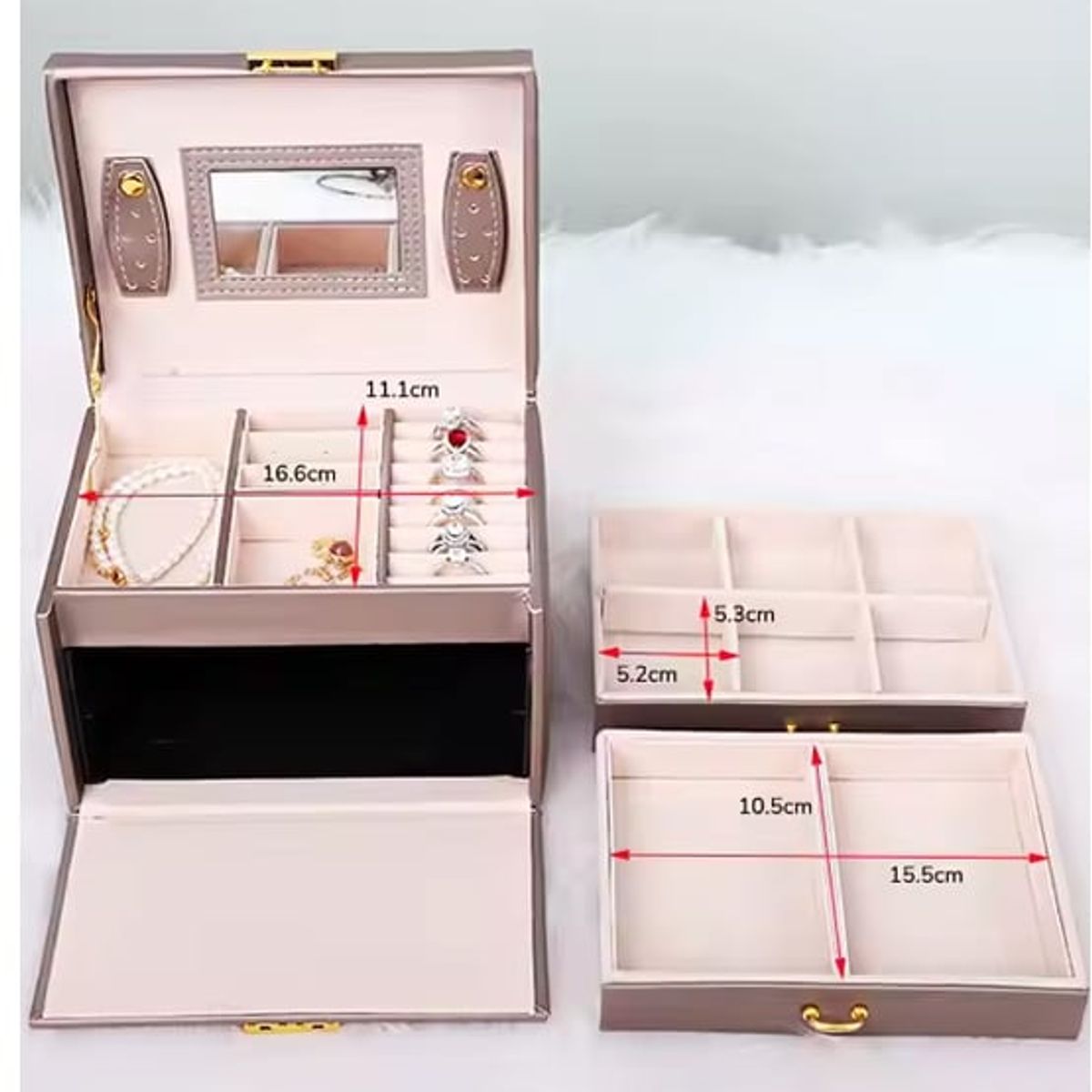 GENERICO - Joyero Organizador Grande De Pu Color Dorado