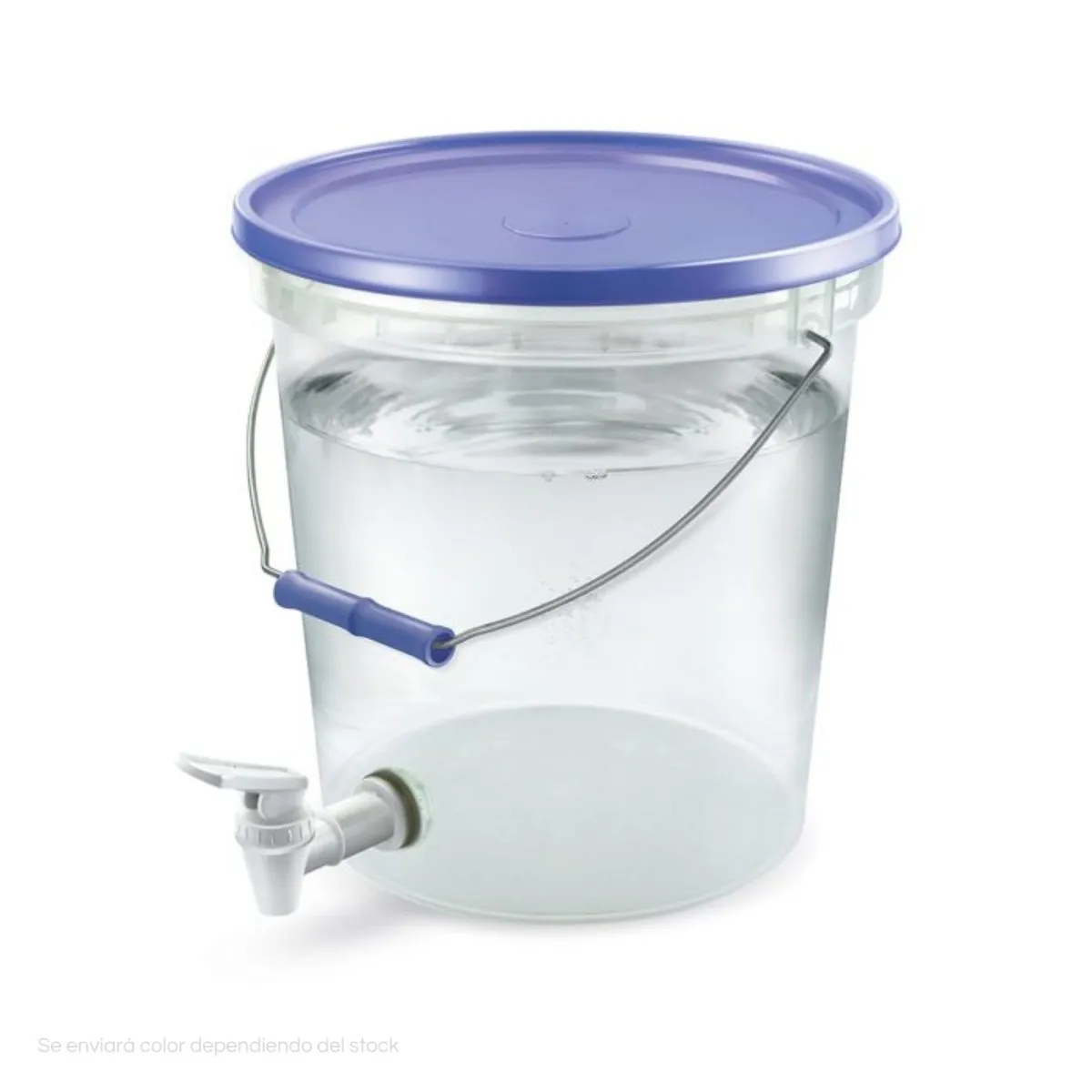 POLINPLAST - Balde Transparente con Caño 10L Tapa de Color