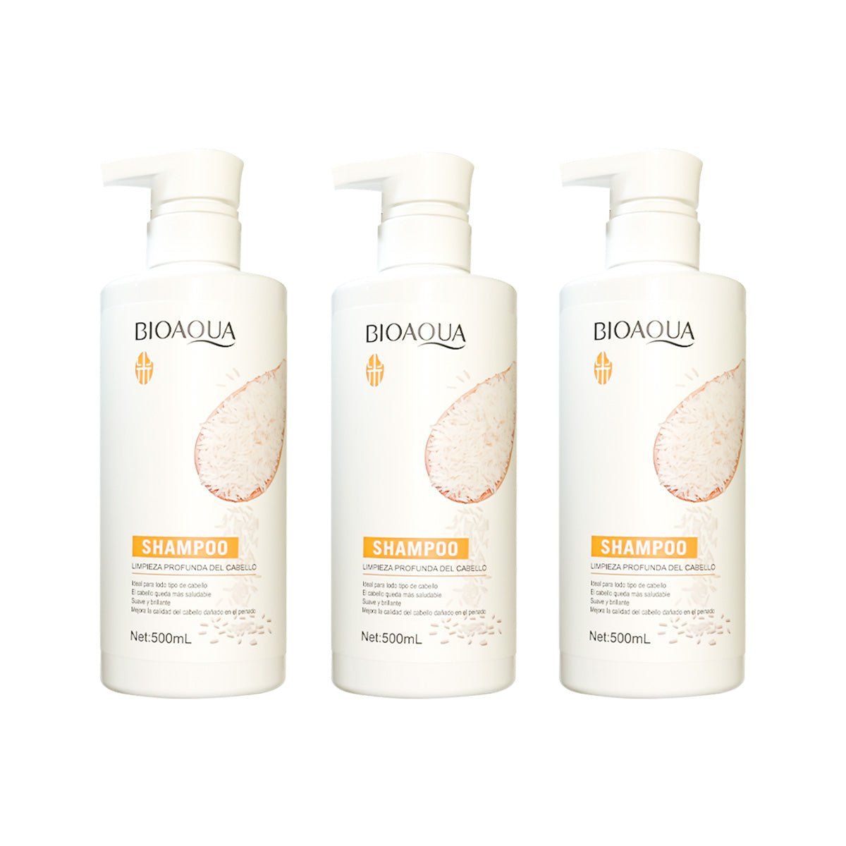 BIOAQUA - Shampoo Anticaspa de Arroz 500ml - Bioaqua 3 und