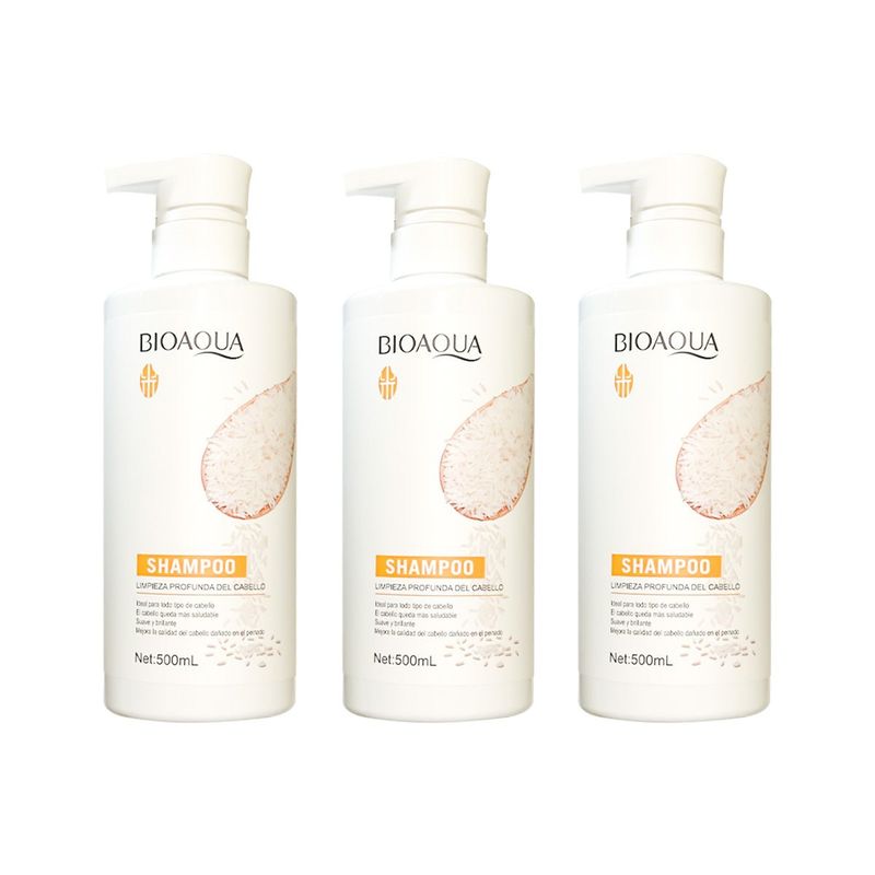 BIOAQUA - Shampoo Anticaspa de Arroz 500ml - Bioaqua 3 und