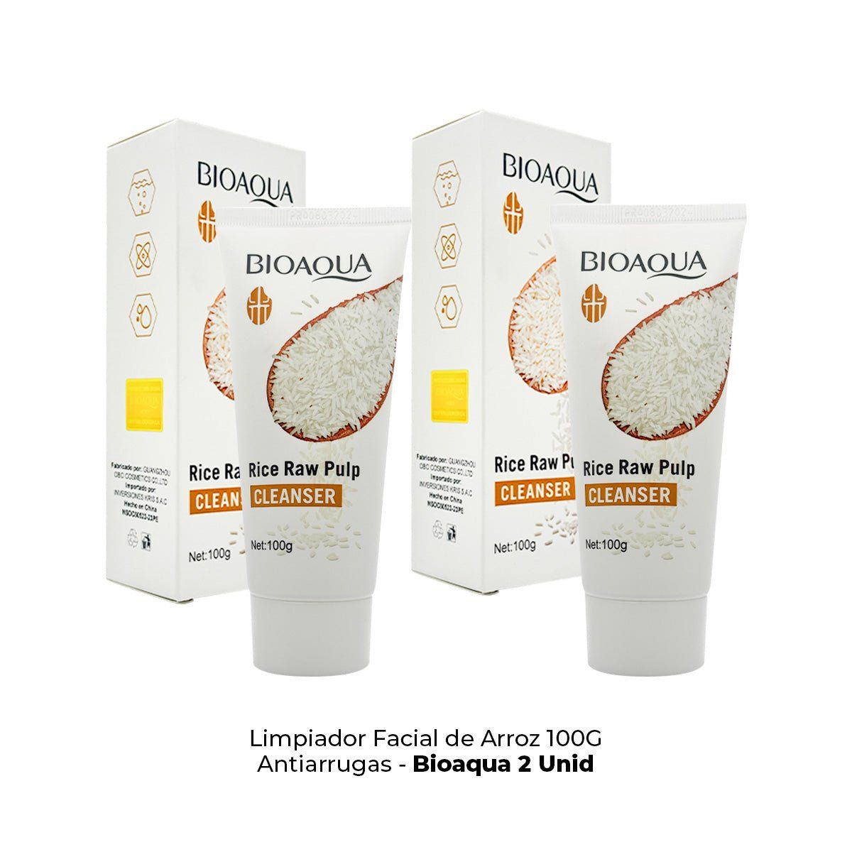 BIOAQUA - Limpiador Facial de Arroz 100g Antiarrugas - Bioaqua 2 und
