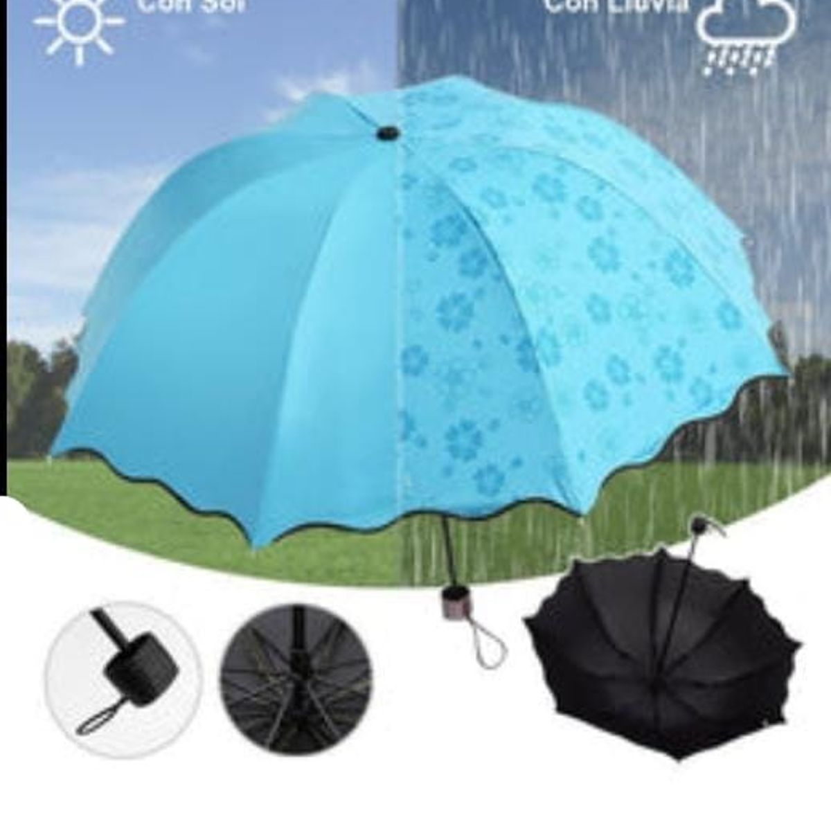 GENERICO - Sombrilla Mágica Cambia Color Agua Protección Filtro UV