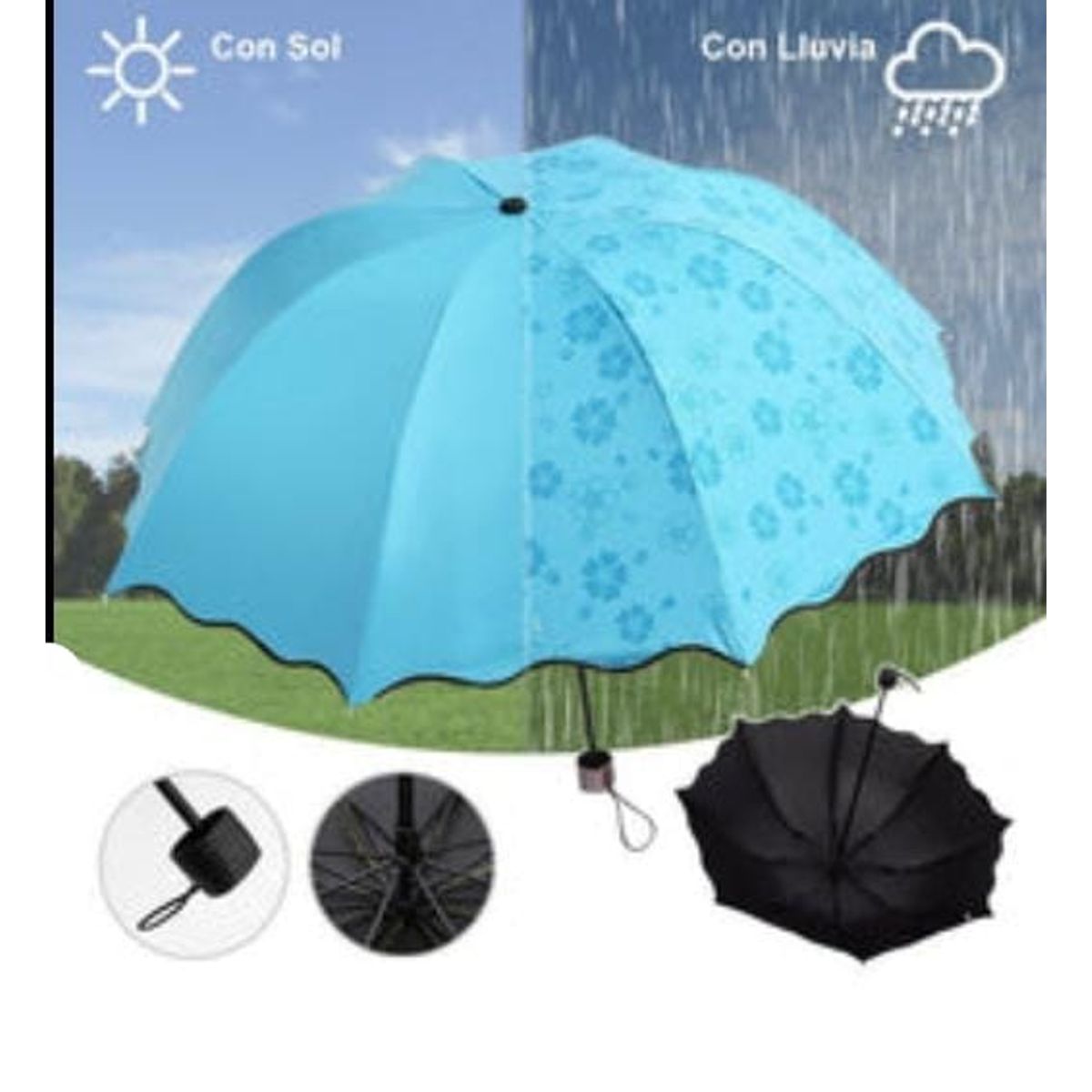 GENERICO - Sombrilla Mágica Cambia Color Agua Protección Filtro UV