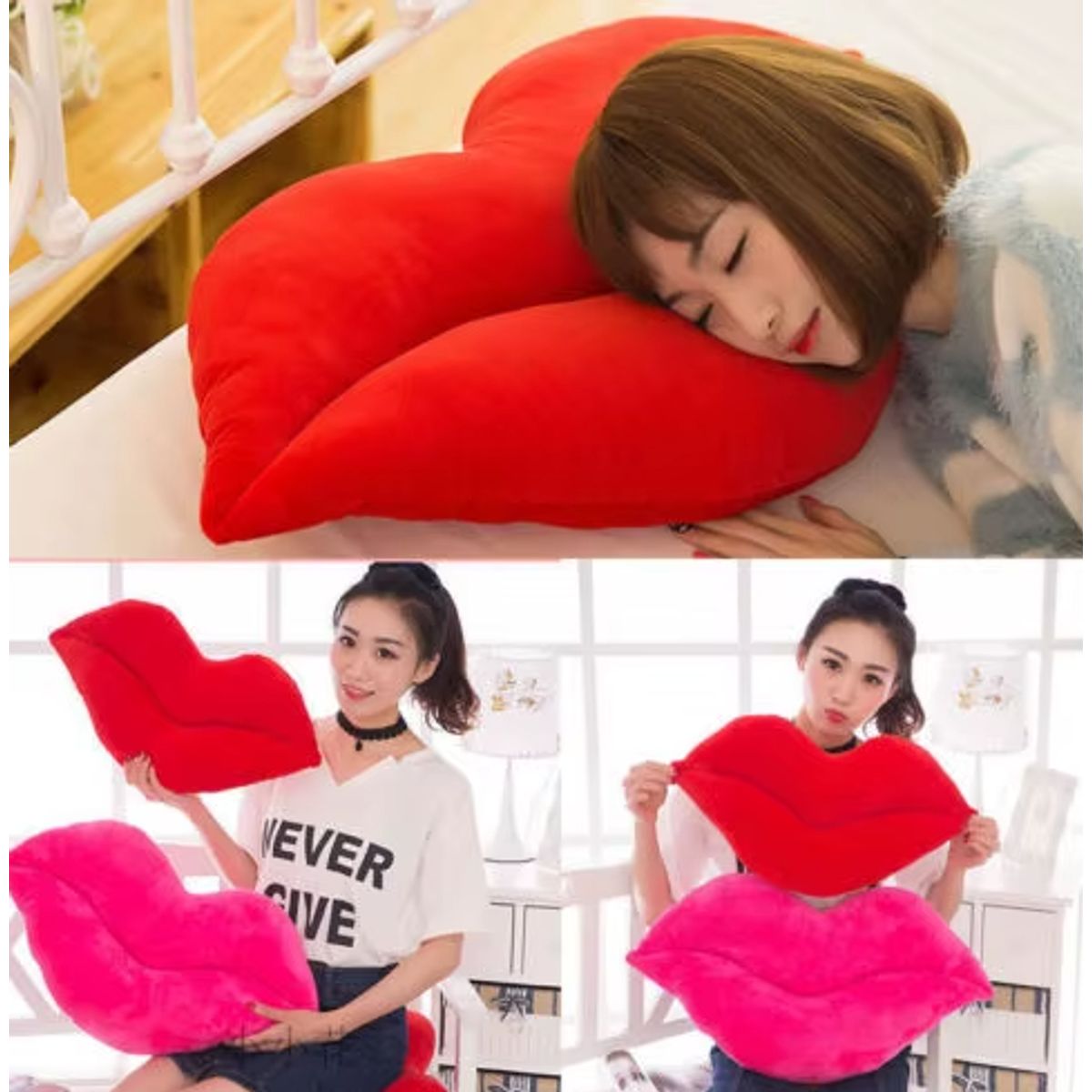 GENERICO - Cojín Forma De Beso Labios Calidad Amor  de 50,30cm