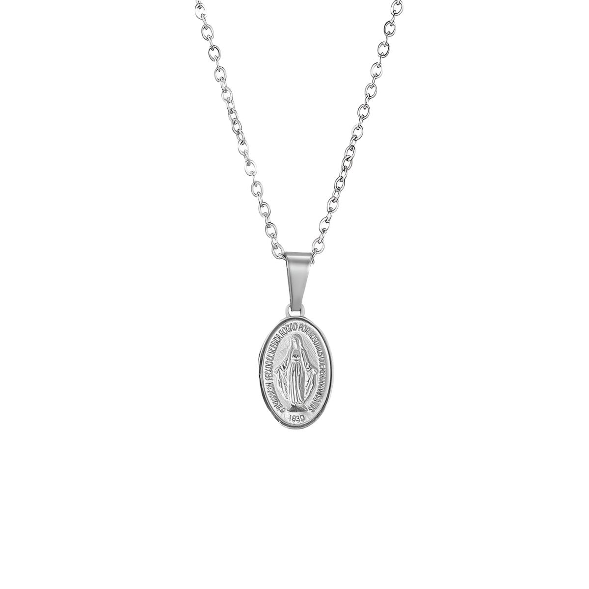 GENERICO - Collar Mujer Medalla Milagrosa Reversible Regalo Plata