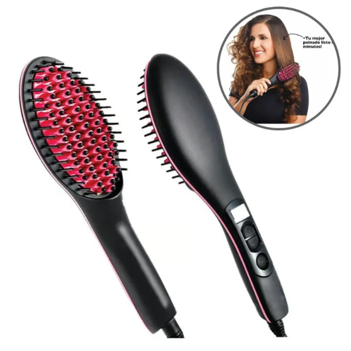 GENERICO - Peine cepillo laceador alisador electrico 2 en 1