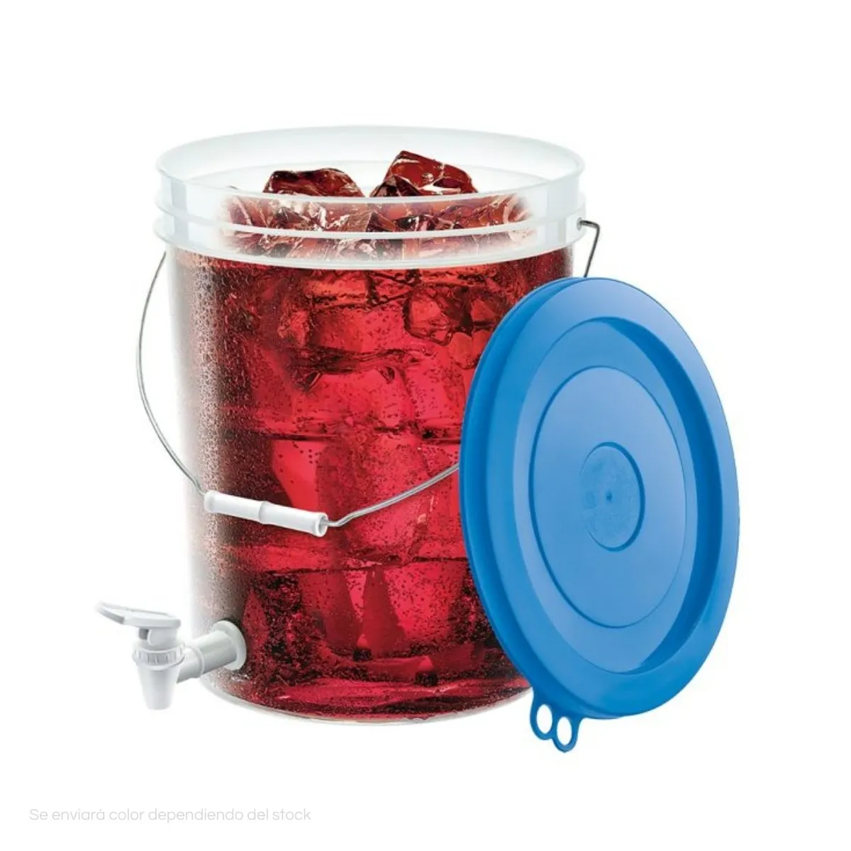 POLINPLAST - Balde Transparente 20L con Caño y Tapa de Color