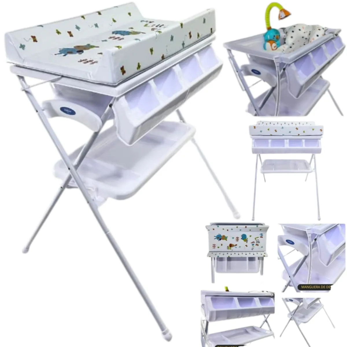 STOKKER BABY - Bañera cambiador con cojín y regadera DORY BLANCO