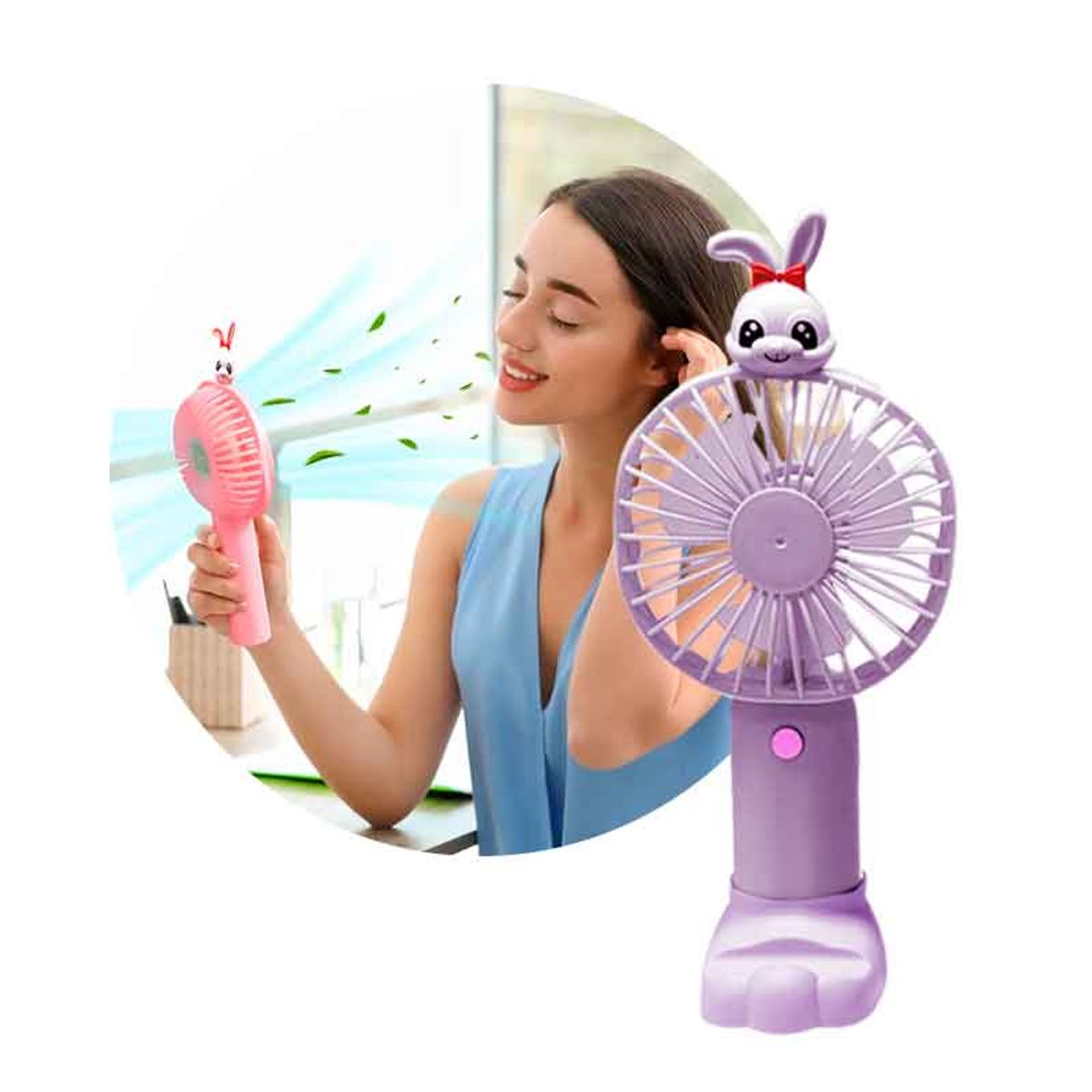 GENERICO - Mini ventilador de mano USB  Soporte base para celular