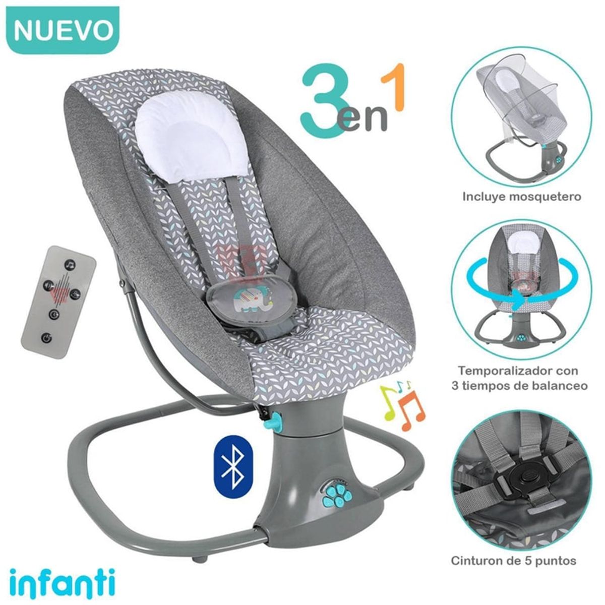 GENERICO - Silla Nido 3 en 1 DELUXE Con Control Remoto