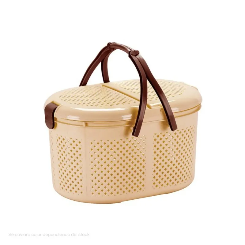 POLINPLAST - Cesto Picnic con Tapa y Asas Resistentes