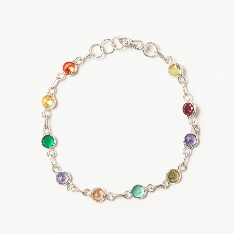 GENERICO - Pulsera de Plata con Piedras Swarovski de Colores