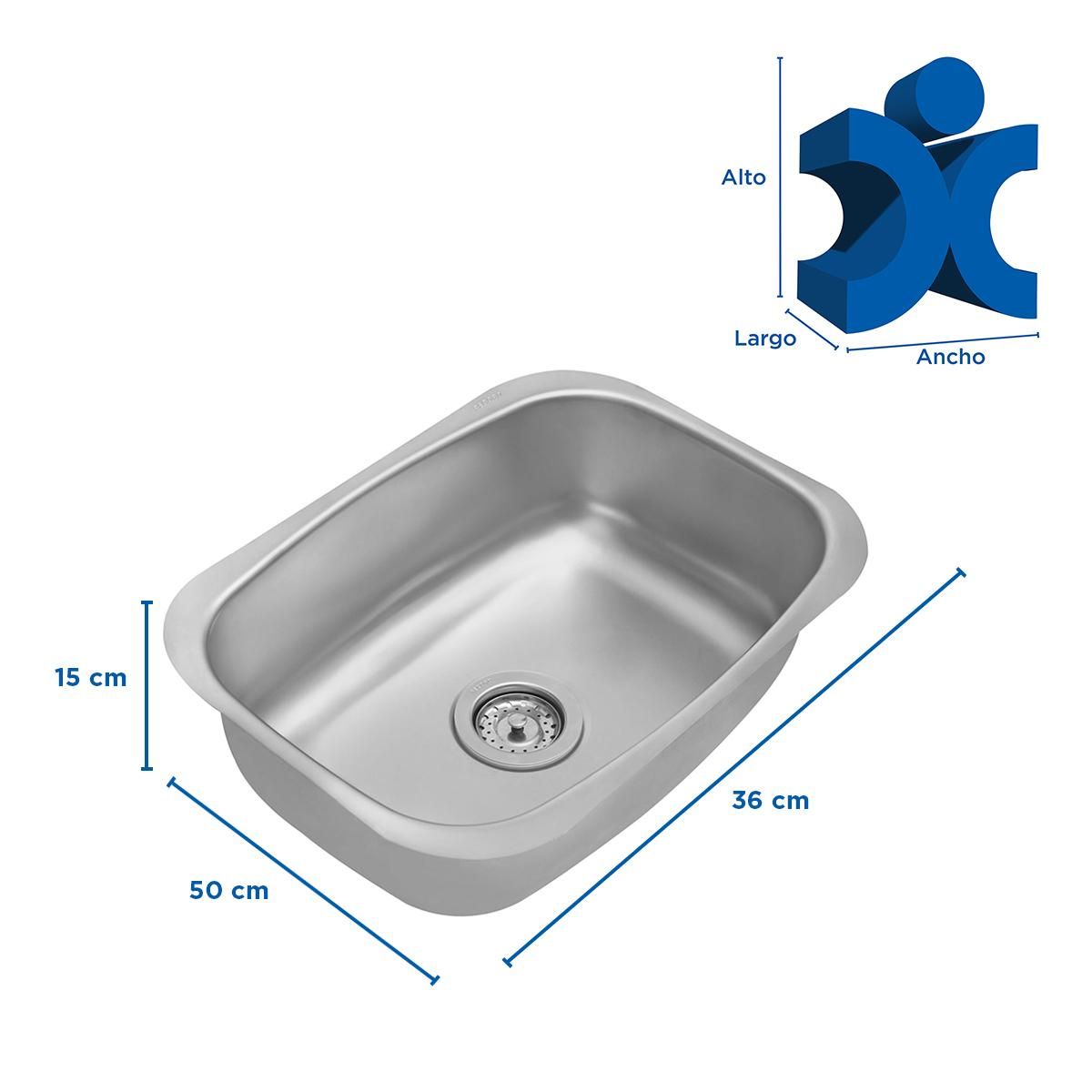 RECORD - Lavadero de Cocina en Acero Inoxidable Satinado 50x36x15cm