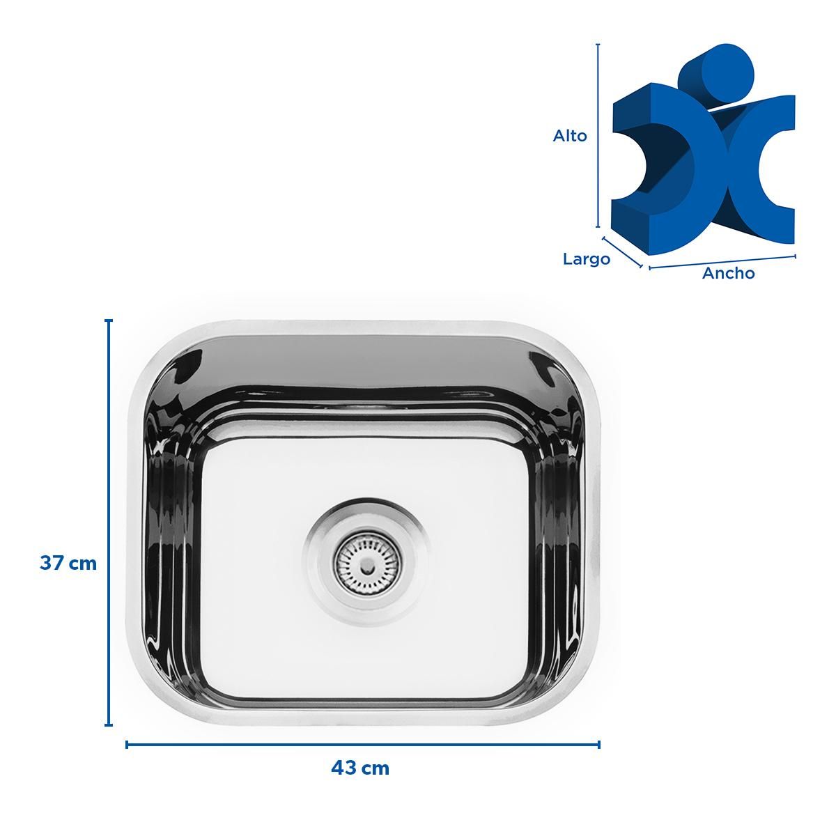 TRAMONTINA - Lavadero de Cocina en Acero Inoxidable Satinado 37x43x14cm