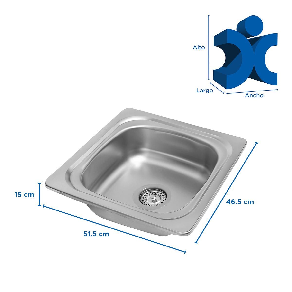 RECORD - Lavadero de Cocina en Acero Inoxidable Satinado 51x46x15cm