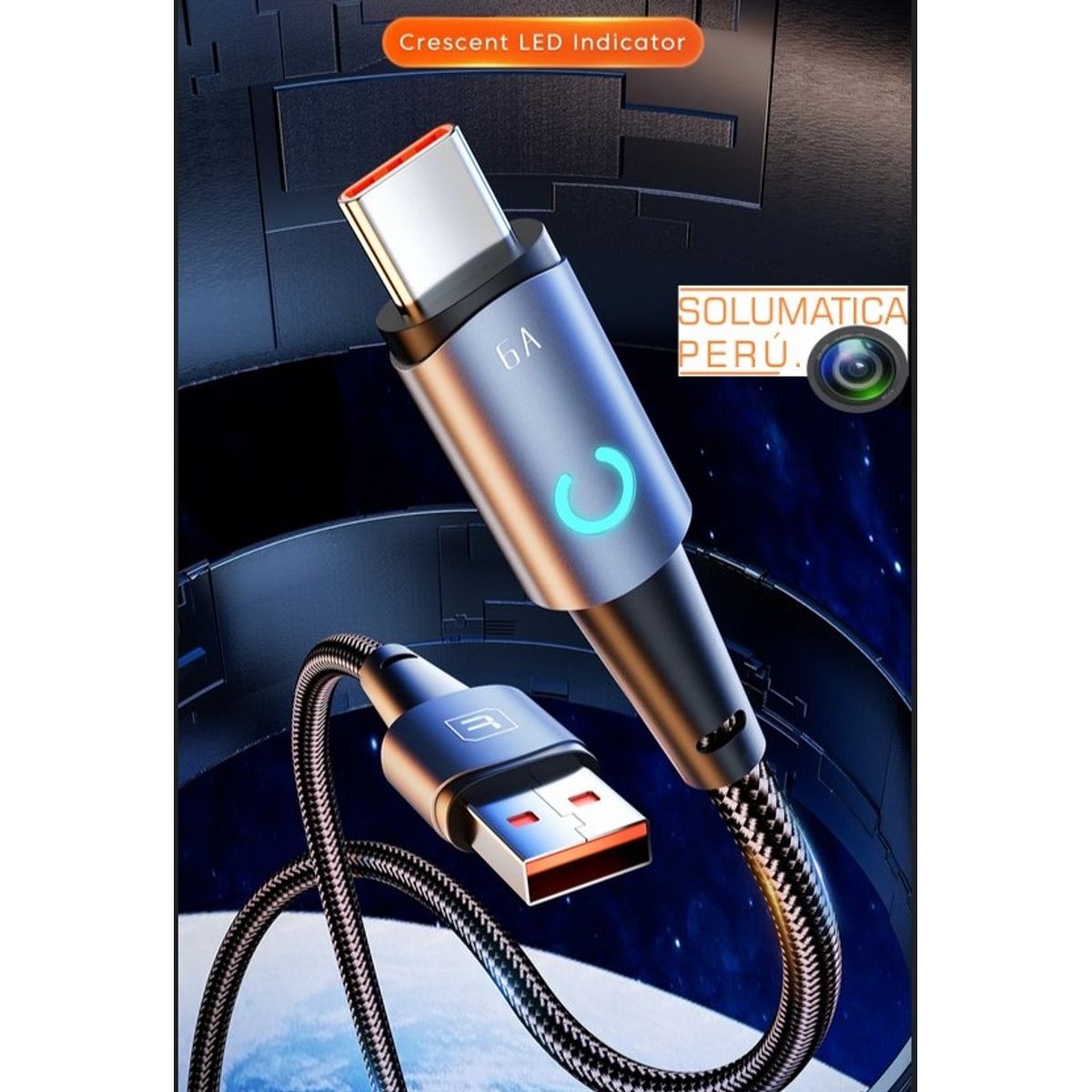 OEM - Cable Usb Tipo C - 2 Metros 6A Carga Rapida y Datos - Toocky