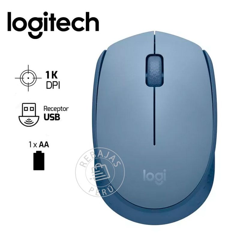 LOGITECH - Logitech M170 Wireless Ratón Inalámbrico AzulGris de Alta Precisión
