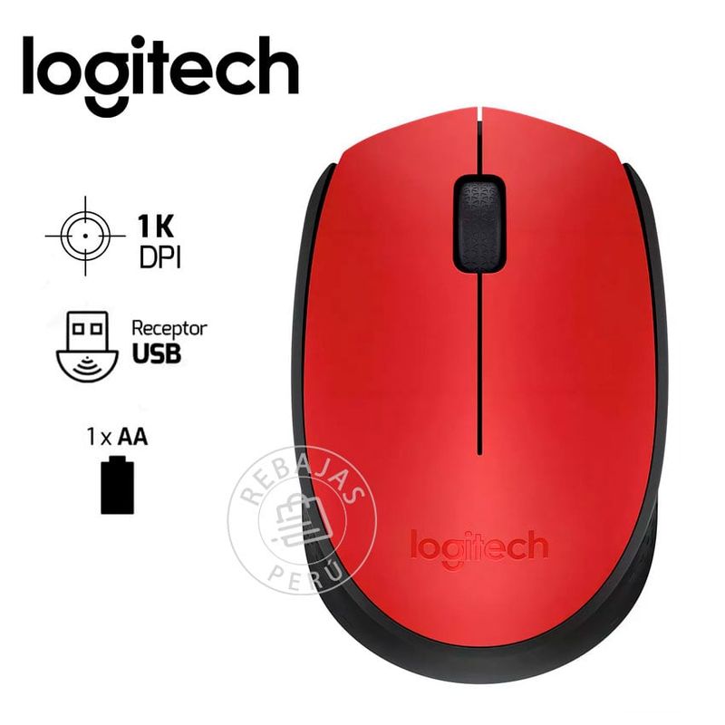 LOGITECH - Logitech M170 Wireless Ratón Inalámbrico Rojo de Alta Precisión