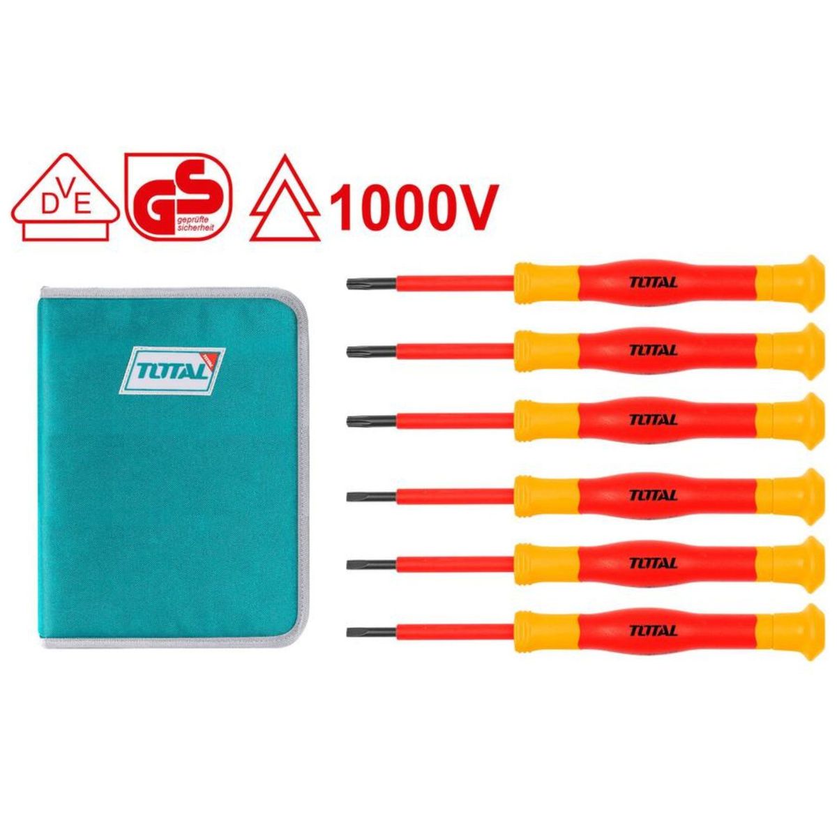 TOTAL TOOLS - Destornillador dielectrico 1000V jgo x 6pz dprecision TOTAL