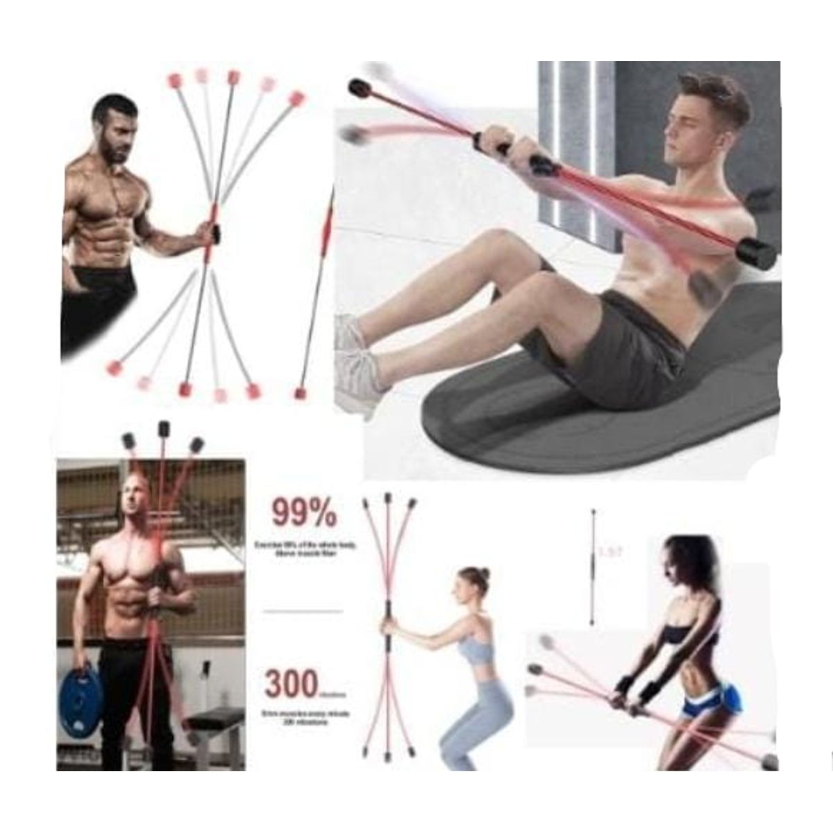 GENERICO - Pack 3 Barra Fitness De Entrenamiento Vibratoria Flexible