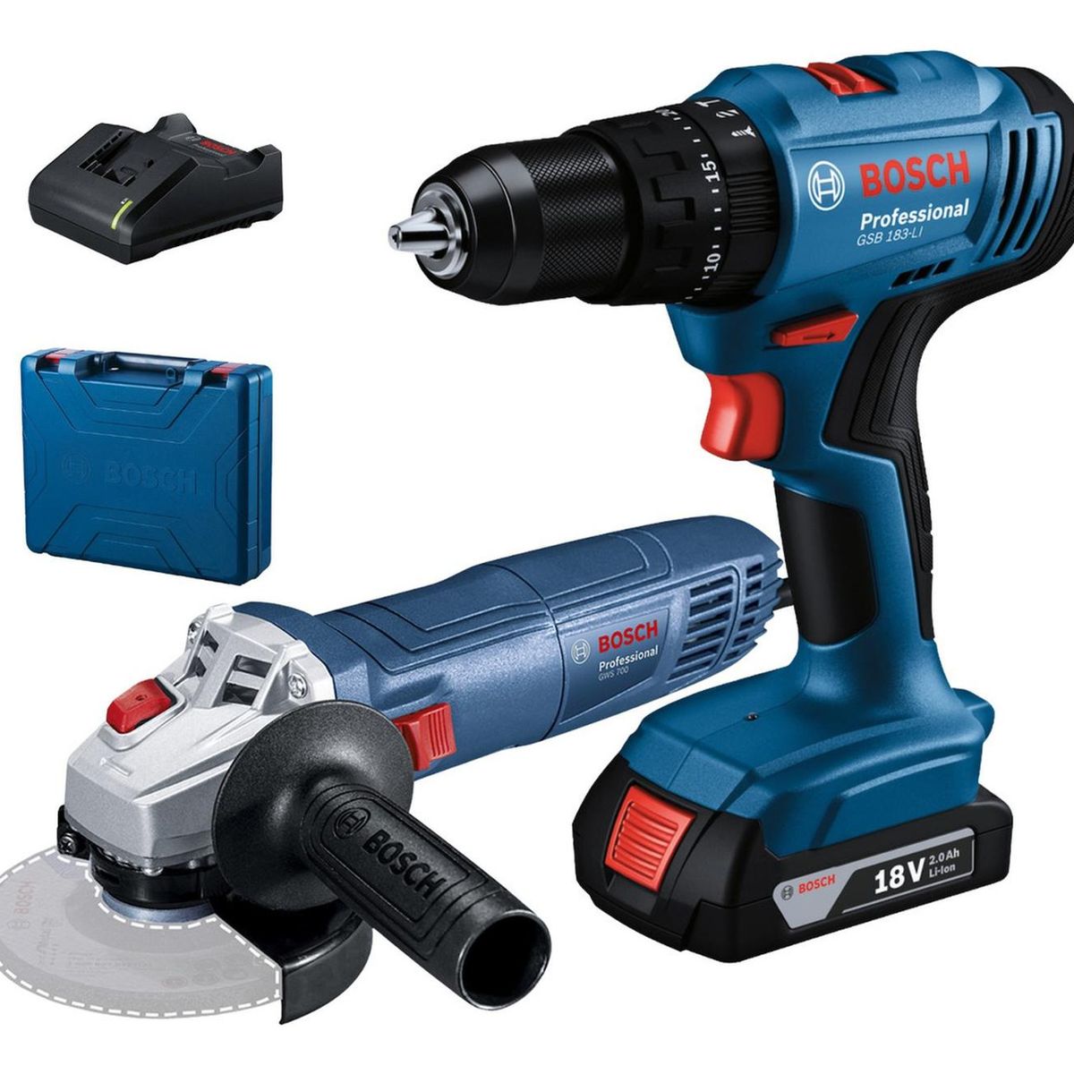 BOSCH - Taladro Percutor 3/8" GSB 183 + amoladora angular 710w Bosch