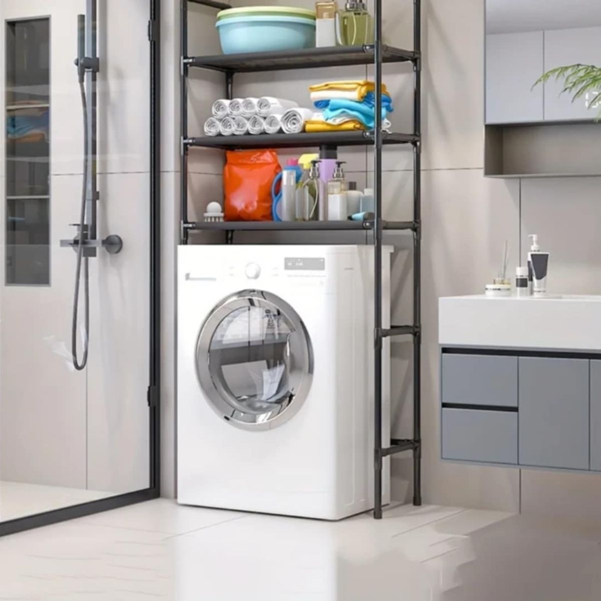 GENERICO - Organizador de Lavanderia Estante de Lavadora Multifuncional 3 Niveles