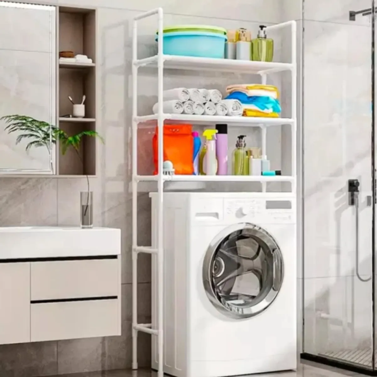 GENERICO - Organizador de Lavanderia Estante de Lavadora Multifuncional 3 Niveles