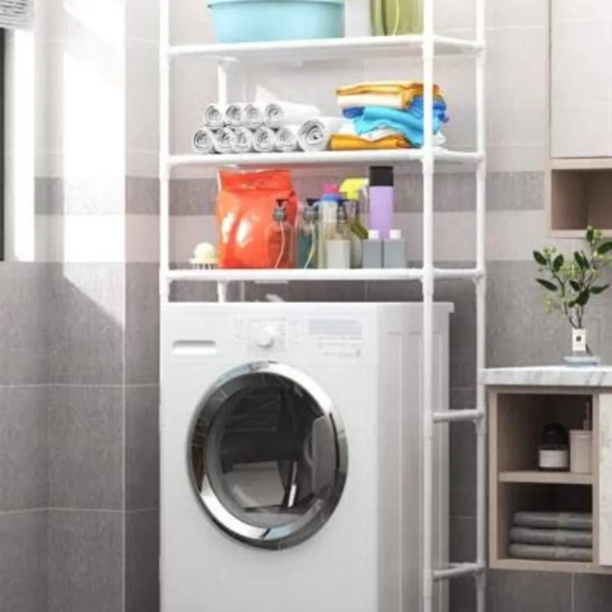 GENERICO - Organizador de Lavanderia Estante de Lavadora Multifuncional 3 Niveles