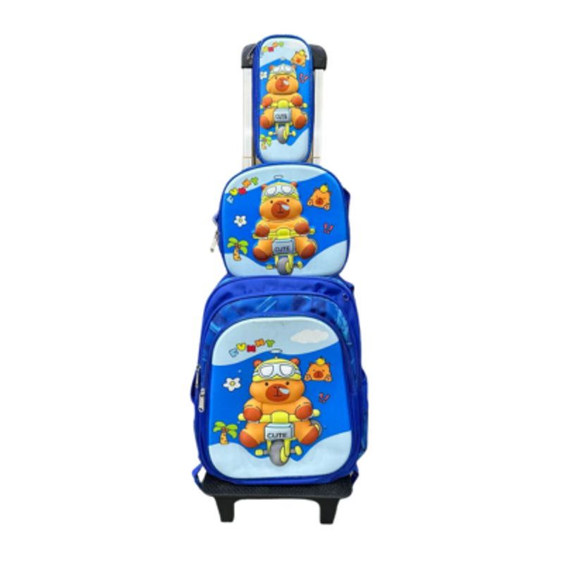 GENERICO - SET MOCHILA LUCES RUEDA 3D OSO - MOCHILA - LONCHERA Y CARTUCHERA